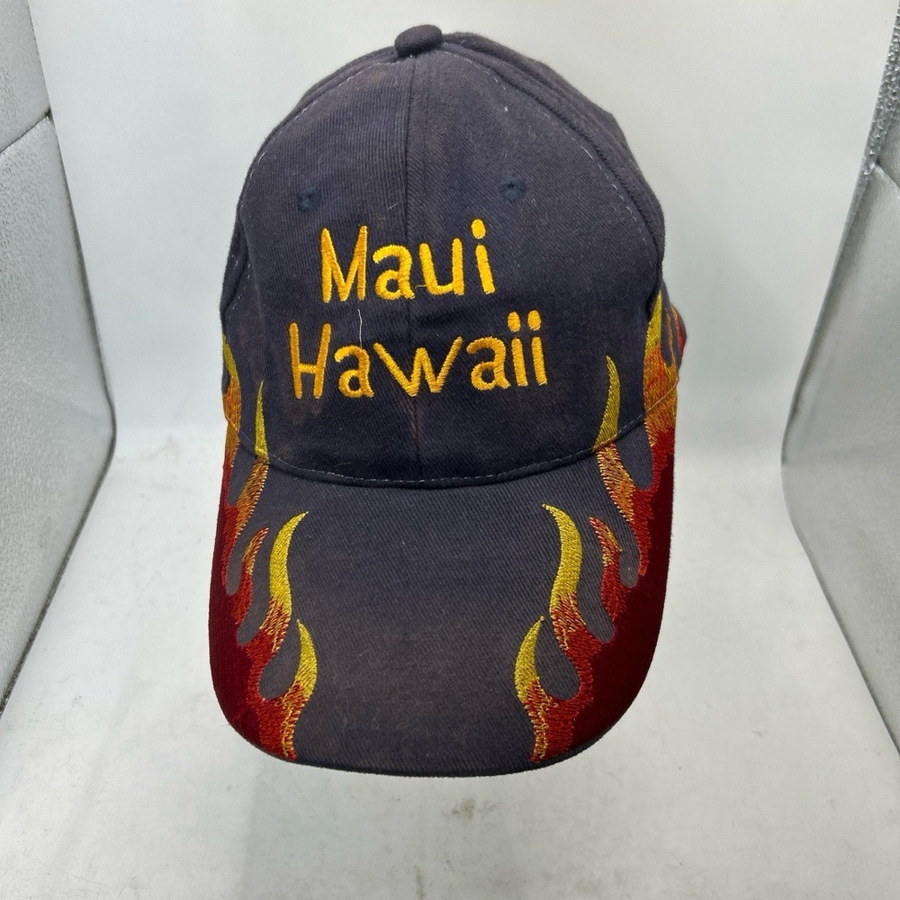 PARADISE LAHAINA Baseball Cap Navy Souvenir Hawaiian Flame Brim Island Vibe‎